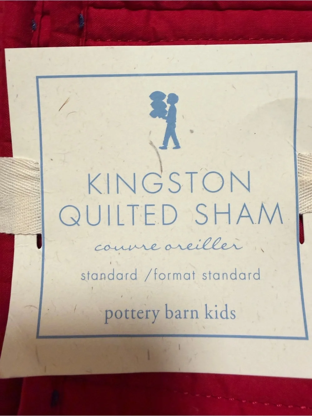 Pottery Barn Kids Red Kingston Quilted Standard Sham NWT Cotton